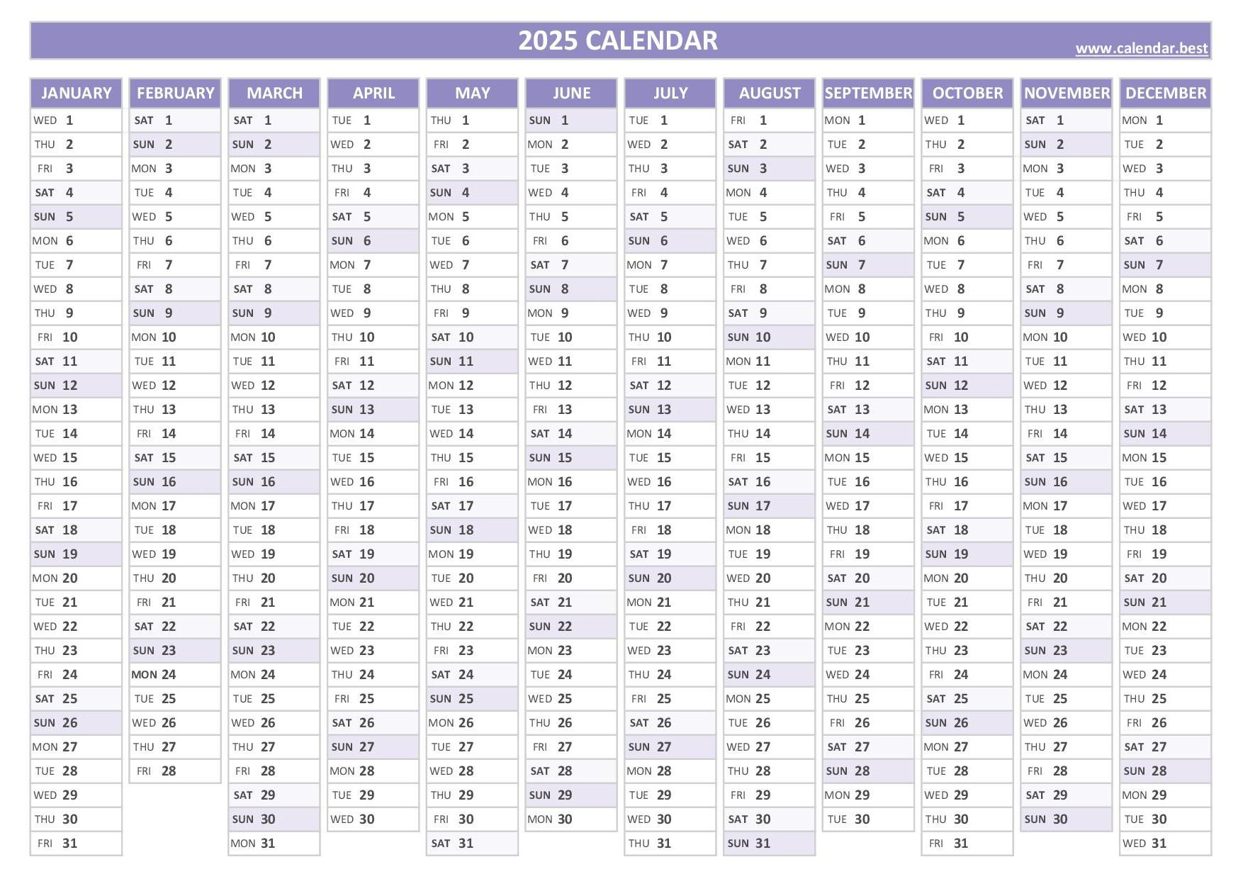 2025 Calendar With Week Numbers throughout 2025 Calendar List Printable