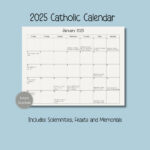 2025 Catholic Calendar, Printable Catholic Calendar, Feasts For Free Printable Liturgical Calendar 2025