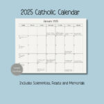 2025 Catholic Calendar, Printable Catholic Calendar, Feasts With Free Printable Catholic Calendar 2025