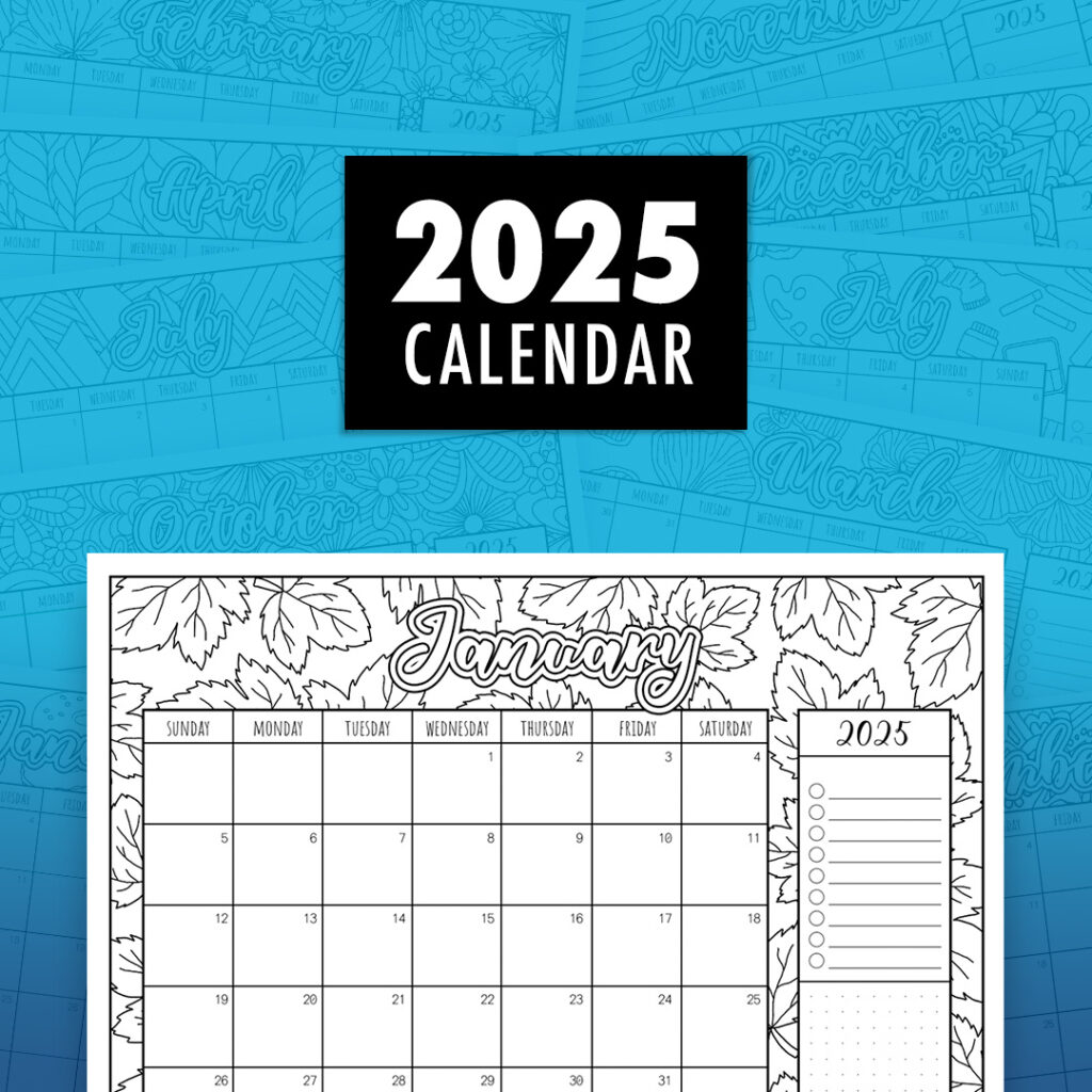 2025 Colouring Calendar For 2025 Printable Coloring Calendar