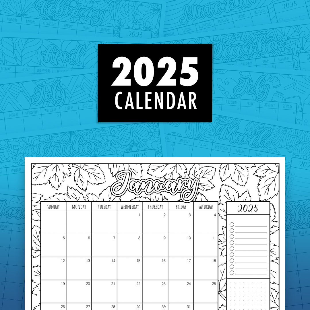 2025 Colouring Calendar for 2025 Printable Coloring Calendar