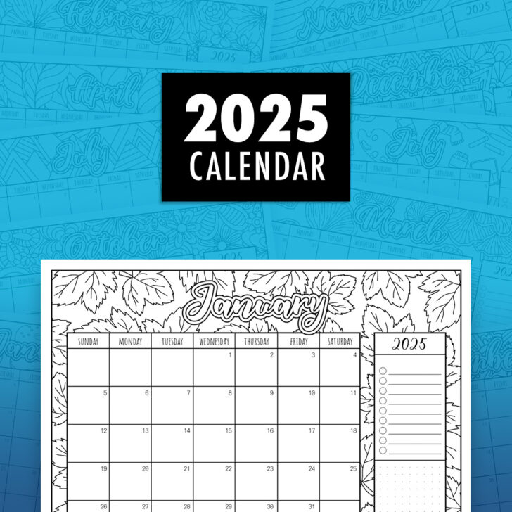 2025 Coloring Calendar Printable Free