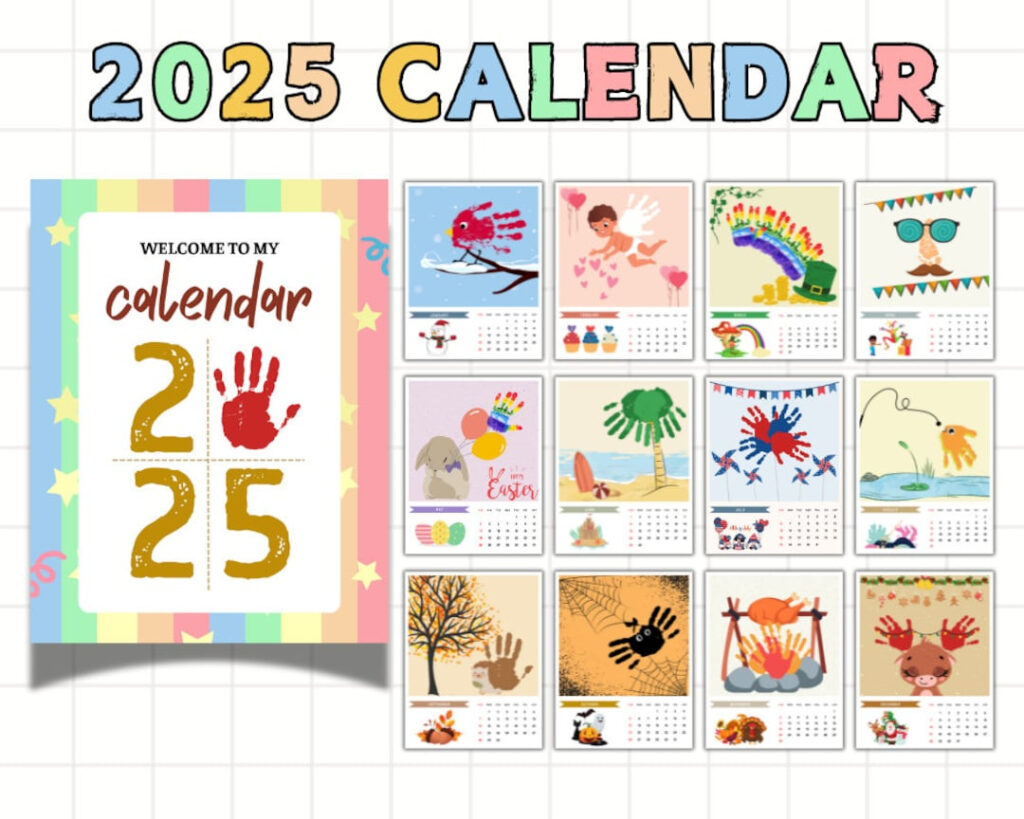 2025 Diy Handprint Calendar, Calendar Craft, Kids Activities Craft Pertaining To Free Printable Handprint Calendar 2025