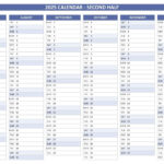 2025 Half Year Calendar To Print Intended For Half Page Calendar Printable 2025