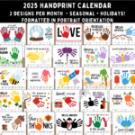 2025 Handprint Calendar Printable Handprint Craft Single Page Intended For Free Printable Handprint Calendar 2025