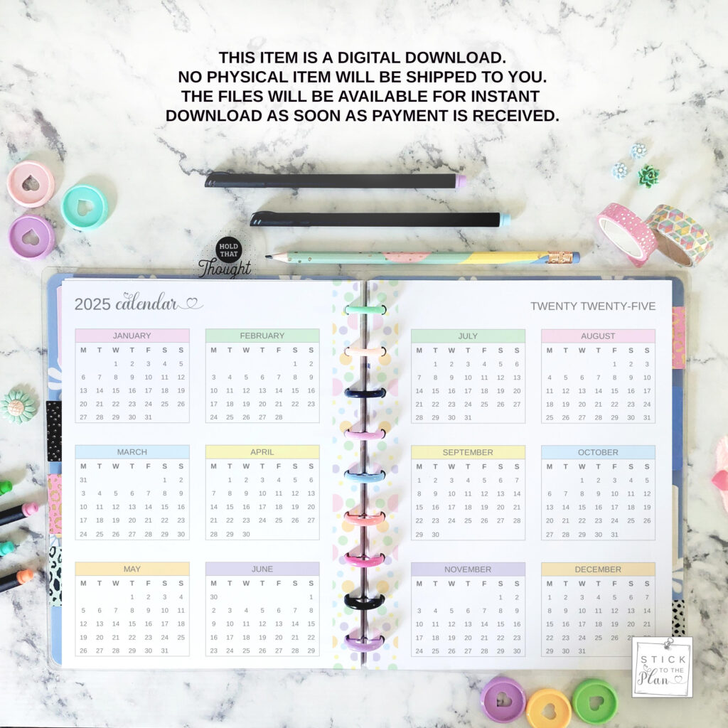 2025 Happy Planner Classic Printable Yearly Calendar, Mini Hp Year For Hp Printable Calendar 2025