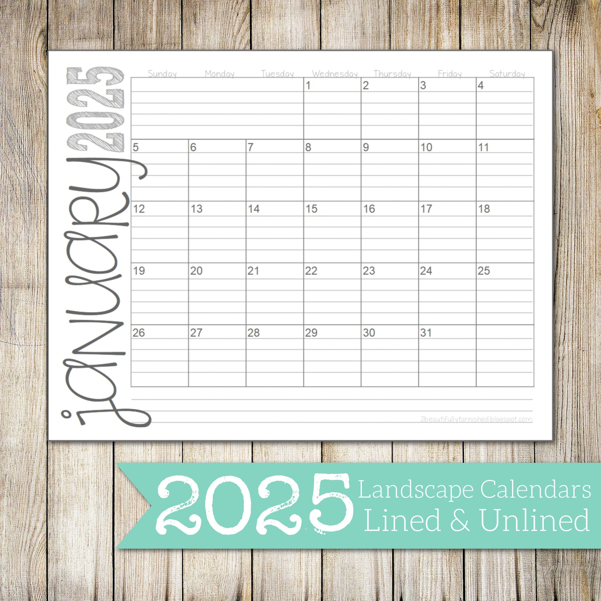 2025 Landscape Lined &amp;amp; Unlined Monthly Calendars 8.5X11 Landscape intended for Printable Lined Calendar 2025