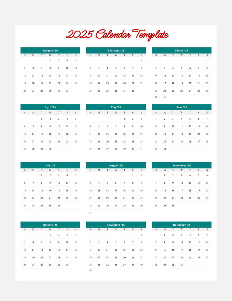 2025 Minimal Calendar Template   Google Sheets   Highfile Regarding Google Printable Calendar 2025