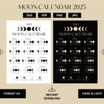 2025 Moon Calendar Est, Moon Phase Calendar, Lunar Calendar Inside 2025 Moon Calendar Printable