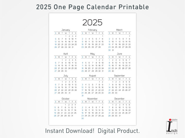 Printable Calendar 2025 One Page