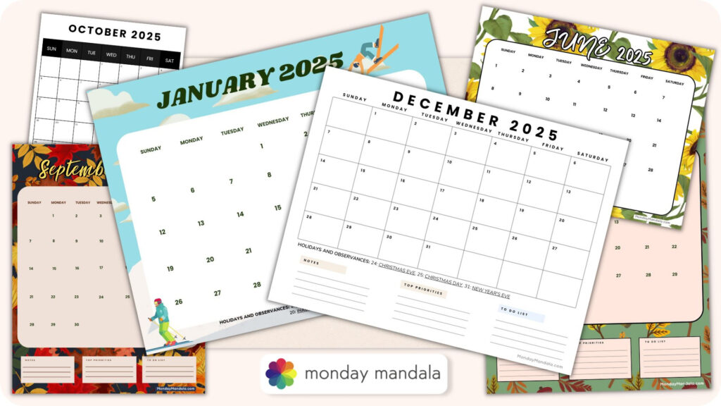 2025 Printable Calendars (56 Free Pdf Printables) With Fun Printable Calendar 2025