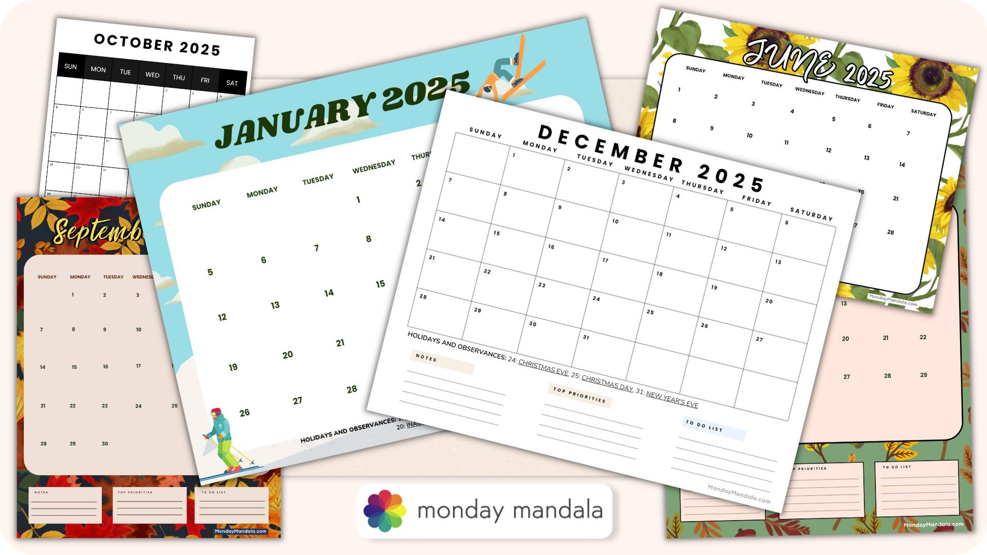 2025 Printable Calendars (56 Free Pdf Printables) with Fun Printable Calendar 2025