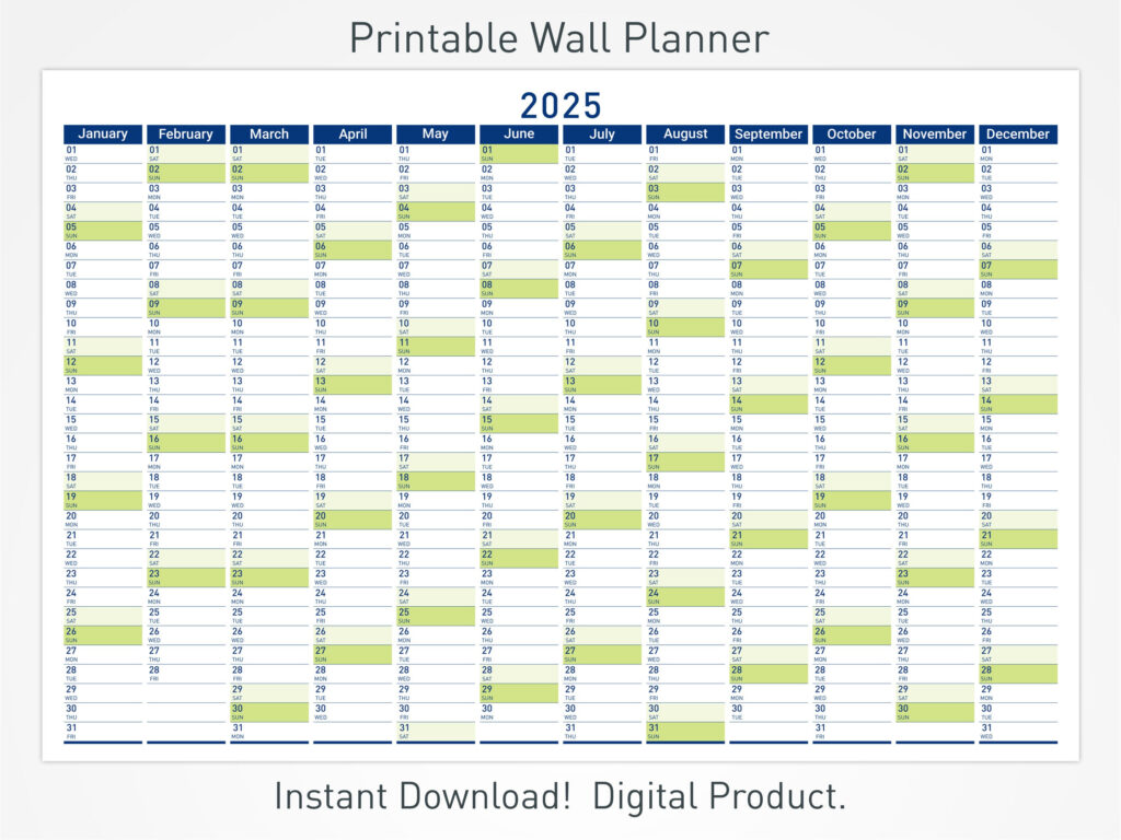 2025 Printable Wall Planner With Minimalist Design, Large Wall For Wall Calendar 2025 Printable