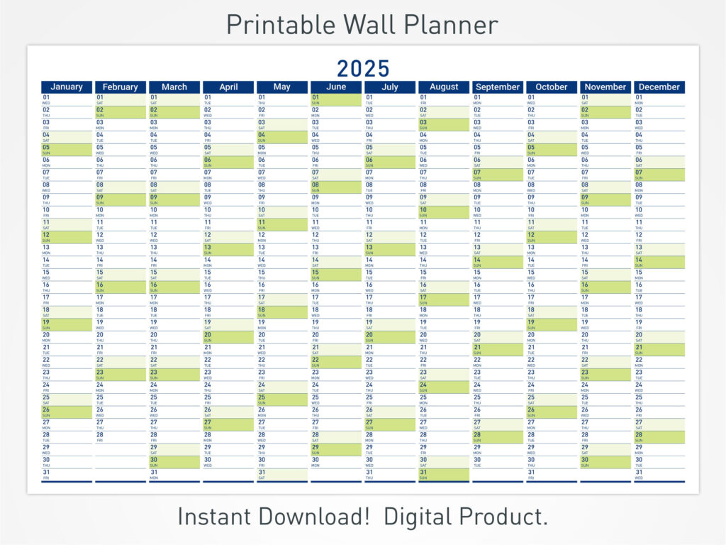 2025 Printable Wall Planner With Minimalist Design, Large Wall Inside Printable 2025 Wall Calendar