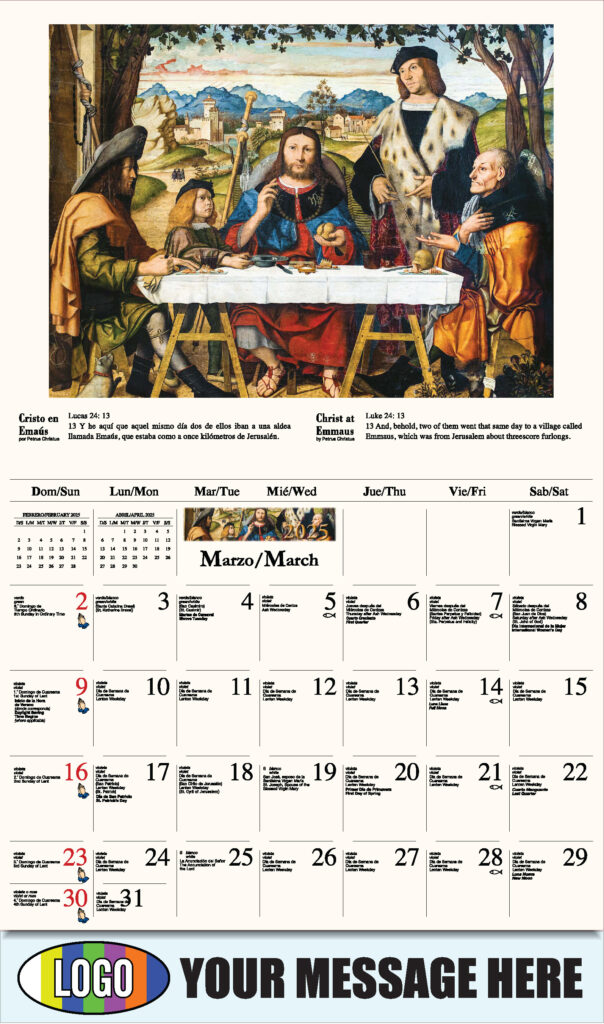 2025 Promotional Calendar | Catholic Art Bilingual | Low As 65¢ Pertaining To Lent Calendar 2025 Printable