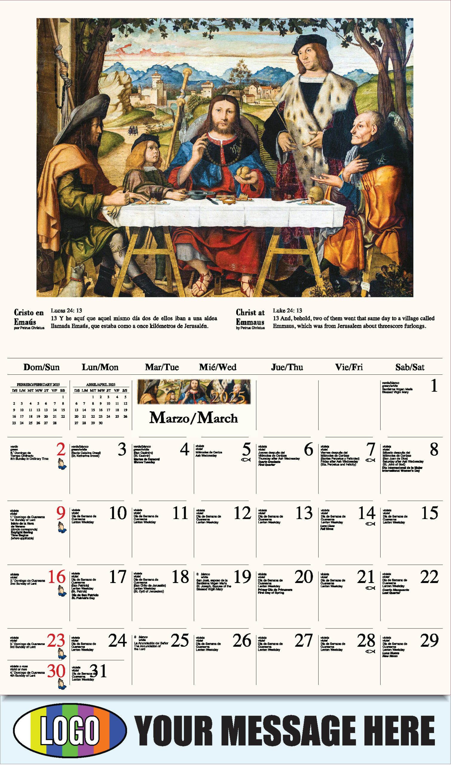 2025 Promotional Calendar | Catholic Art Bilingual | Low As 65¢ pertaining to Lent Calendar 2025 Printable