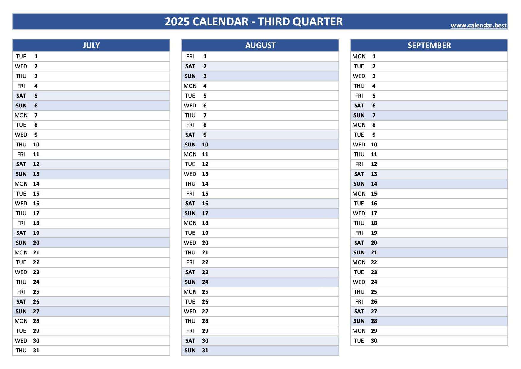 2025 Quarterly Calendar To Print with regard to Quarterly 2025 Calendar Printable