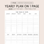 2025 Year At A Glance, Instant Download, Yearly Overview Intended For Diy Calendar 2025 Printable