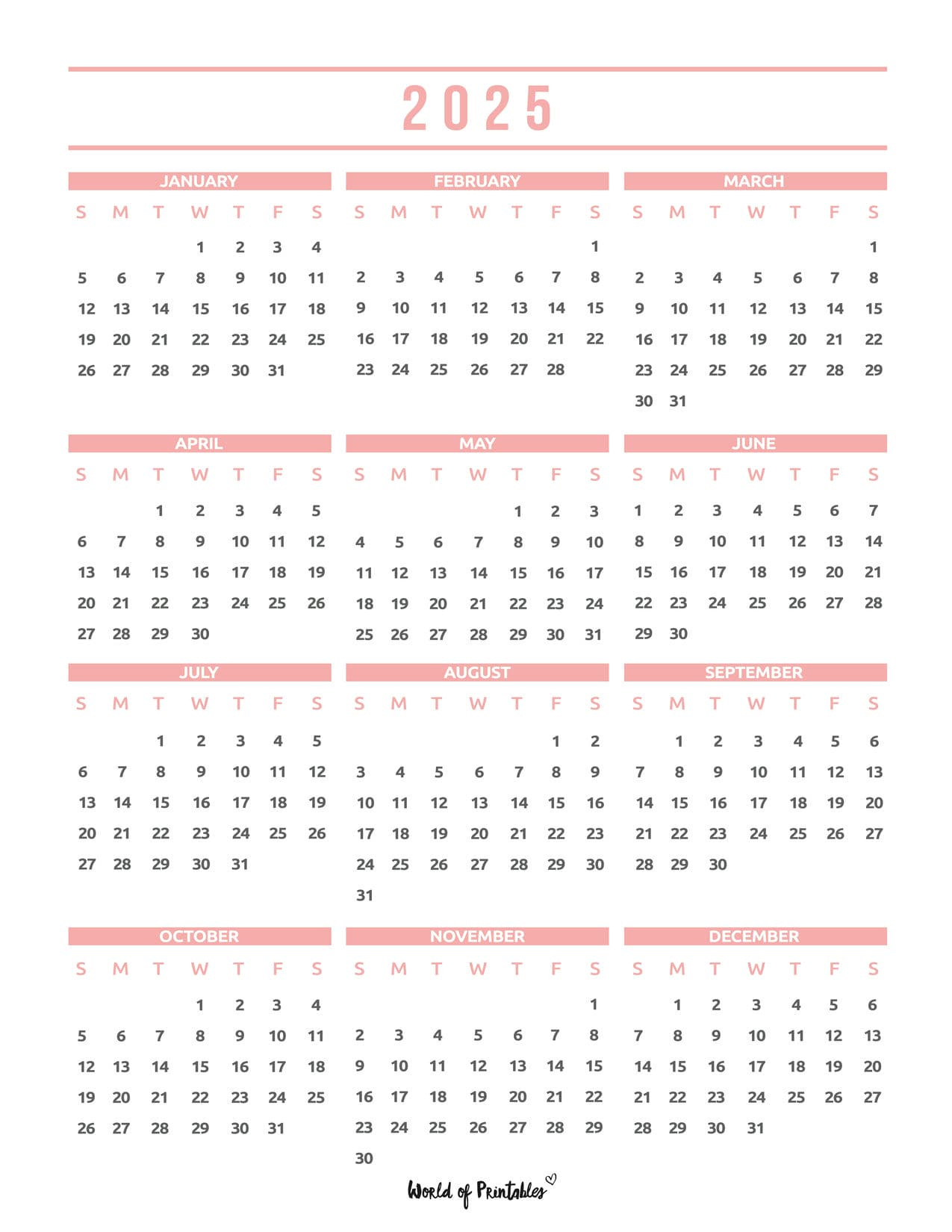 2025 Year Calendars - 70 Best Printables - World Of Printables for Best Free Printable Calendar 2025