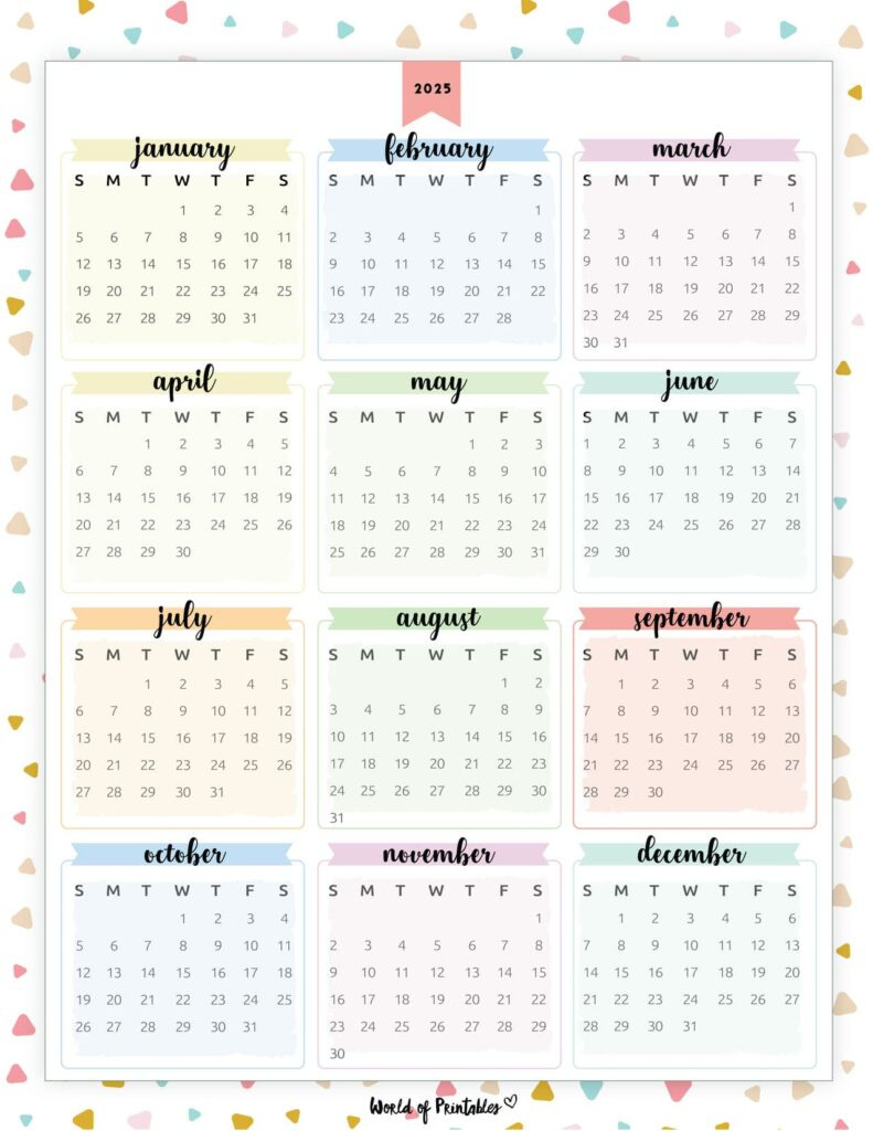 2025 Year Calendars - 70 Best Printables - World Of Printables for Cute Printable 2025 Calendar