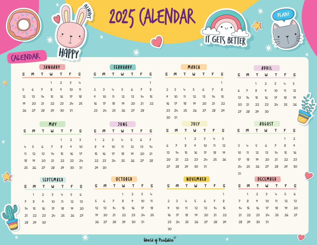 2025 Year Calendars   70 Best Printables   World Of Printables For Cute Printable 2025 Calendar