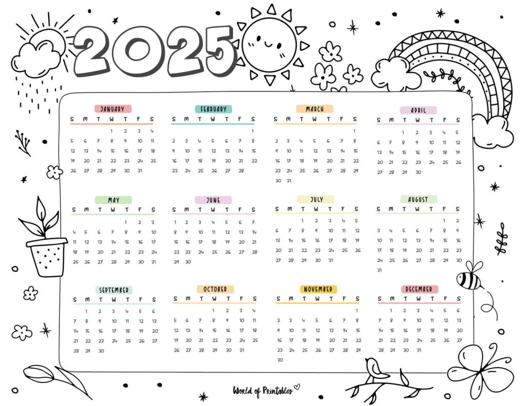 2025 Year Calendars   70 Best Printables   World Of Printables For Printable Calendar 2025 Color