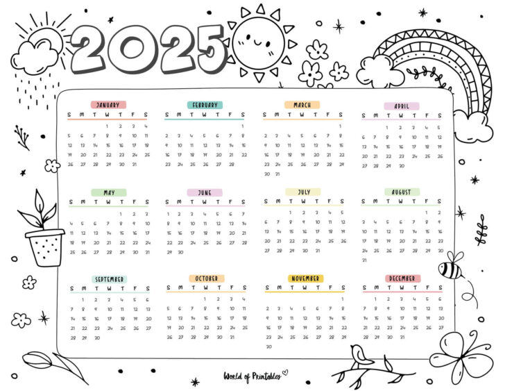 Printable Calendar 2025 Color