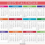 2025 Year Calendars   70 Best Printables   World Of Printables Inside Color Calendar 2025 Printable