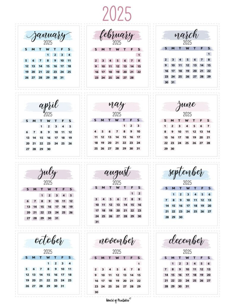 2025 Year Calendars - 70 Best Printables - World Of Printables inside Mini Printable Calendar 2025