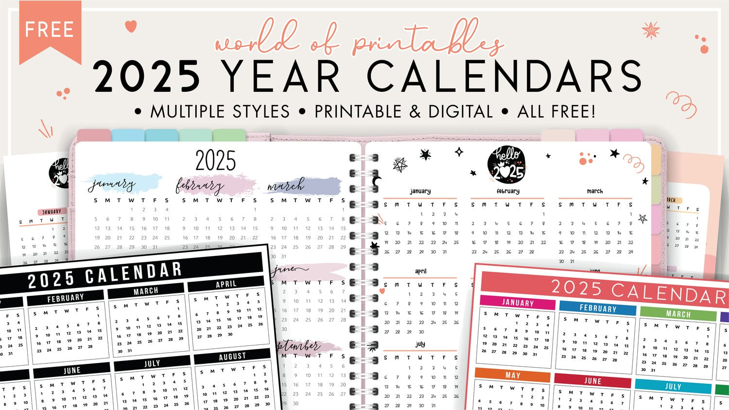 2025 Year Calendars - 70 Best Printables - World Of Printables with Free Printable Bill Calendar 2025