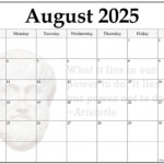 24+ August 2025 Quote Calendars For Blank Printable Calendar August 2025