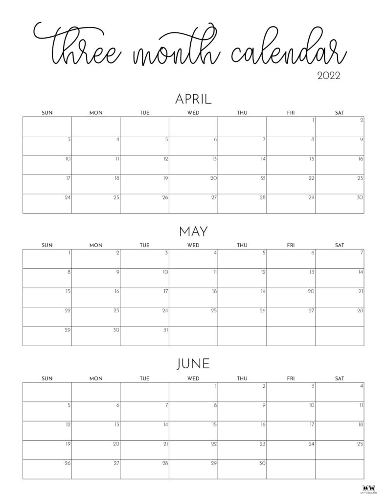 3 Month/Quarterly Calendars - 84 Free Printables | Printabulls inside Printable Calendar 3 Months Per Page 2025