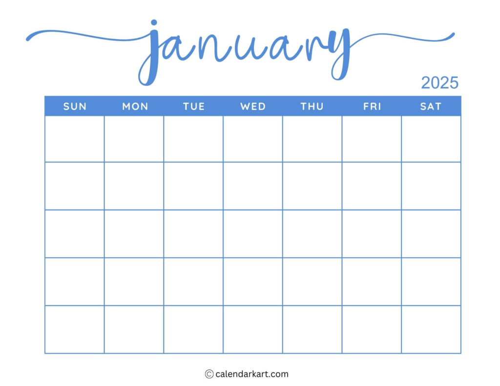 40+ Printable January 2025 Calendars | Free Pdf   Calendarkart For Printable Calendar 2025 Blank