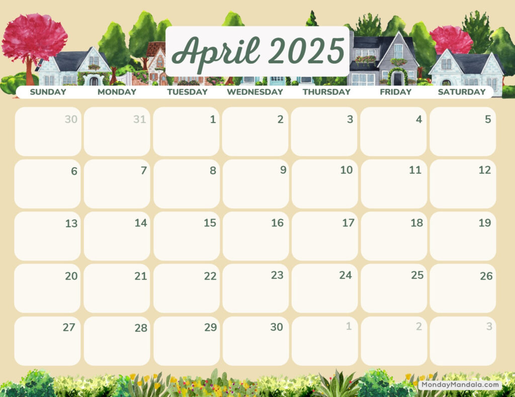 April 2025 Calendar (52 Free Pdf Printables) Pertaining To Printable April Calendar 2025 Free