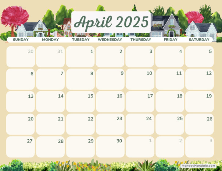 Printable April Calendar 2025 Free