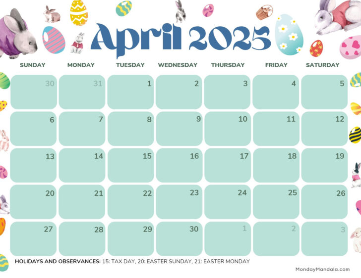 Free Printable Calendar April 2025