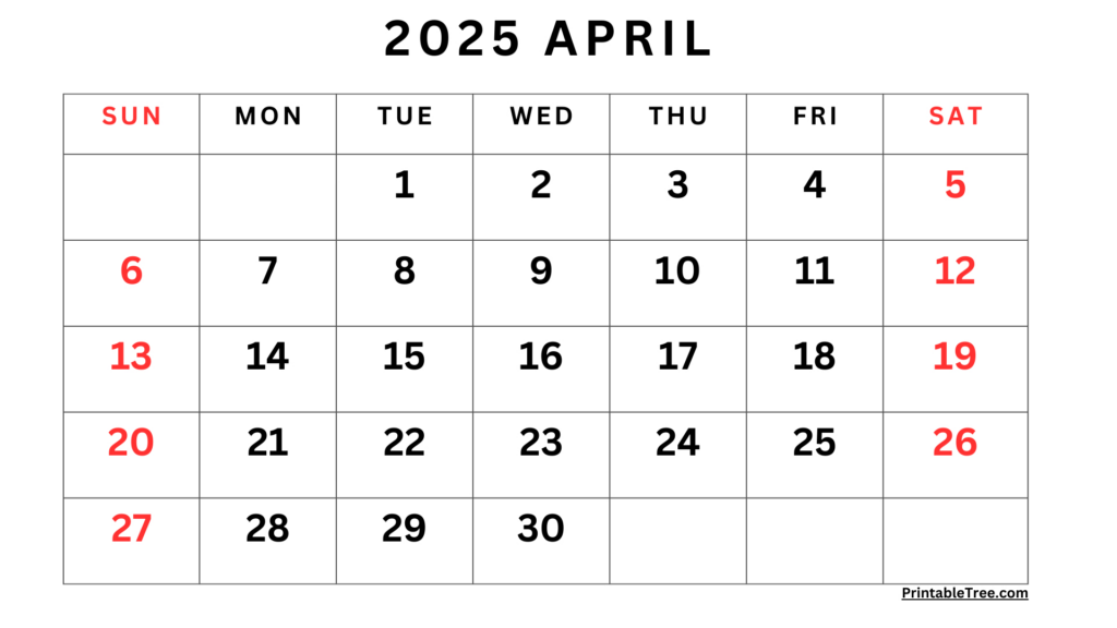 April 2025 Calendar Printable Pdf Template With Holidays Inside Printable Calendar April 2025 To March 2025