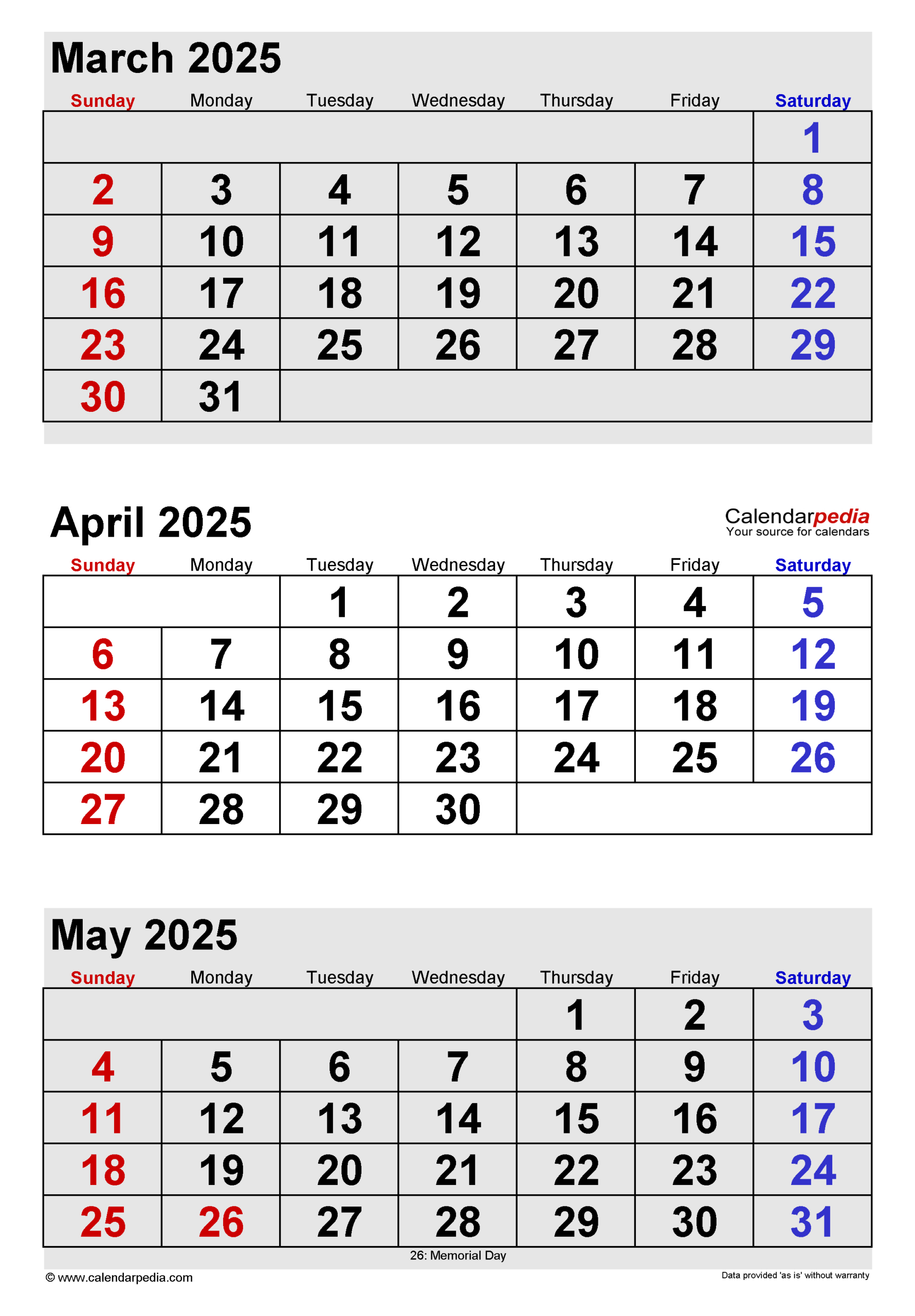 April 2025 Calendar | Templates For Word, Excel And Pdf for March April May Calendar 2025 Printable