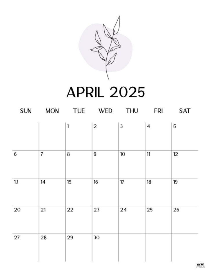 April 2025 Calendar Printable Vertical