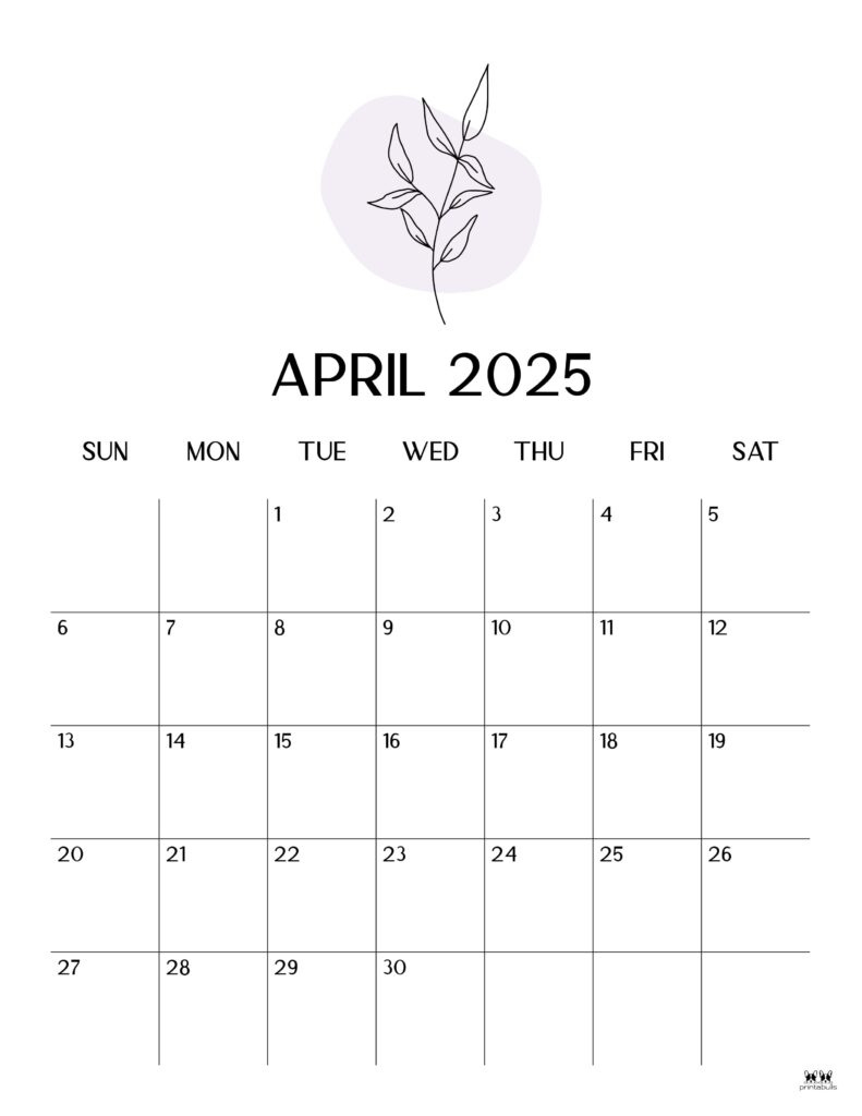 April 2025 Calendars - 107 Free Printables | Printabulls throughout April 2025 Calendar Printable Vertical