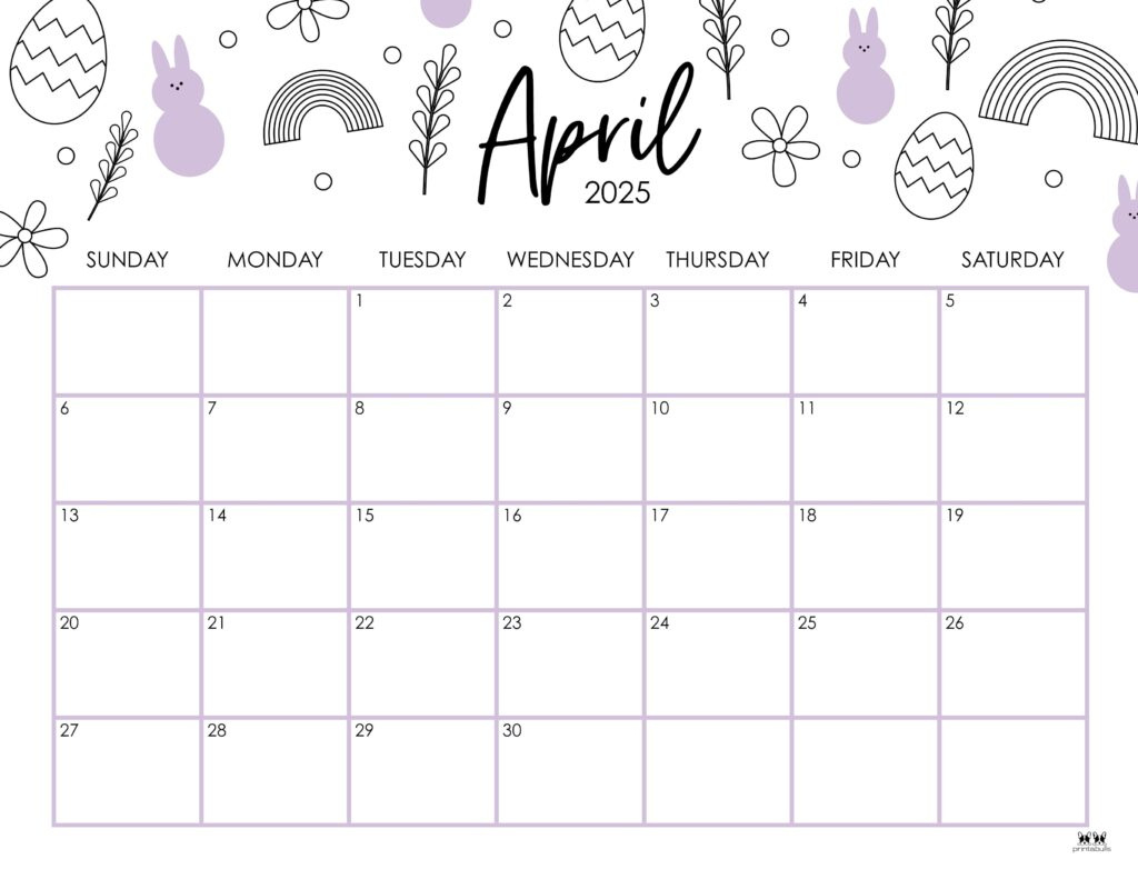 April 2025 Calendars - 107 Free Printables | Printabulls with regard to April 2025 Calendar with Holidays Printable