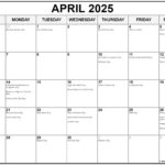 April 2025 With Holidays Calendar Inside 2025 Fun Holiday Calendar Printable