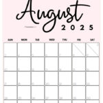 August 2025 Calendar   20 Cute & Free Printables | Saturdaygift Within August 2025 Calendar Printable Vertical