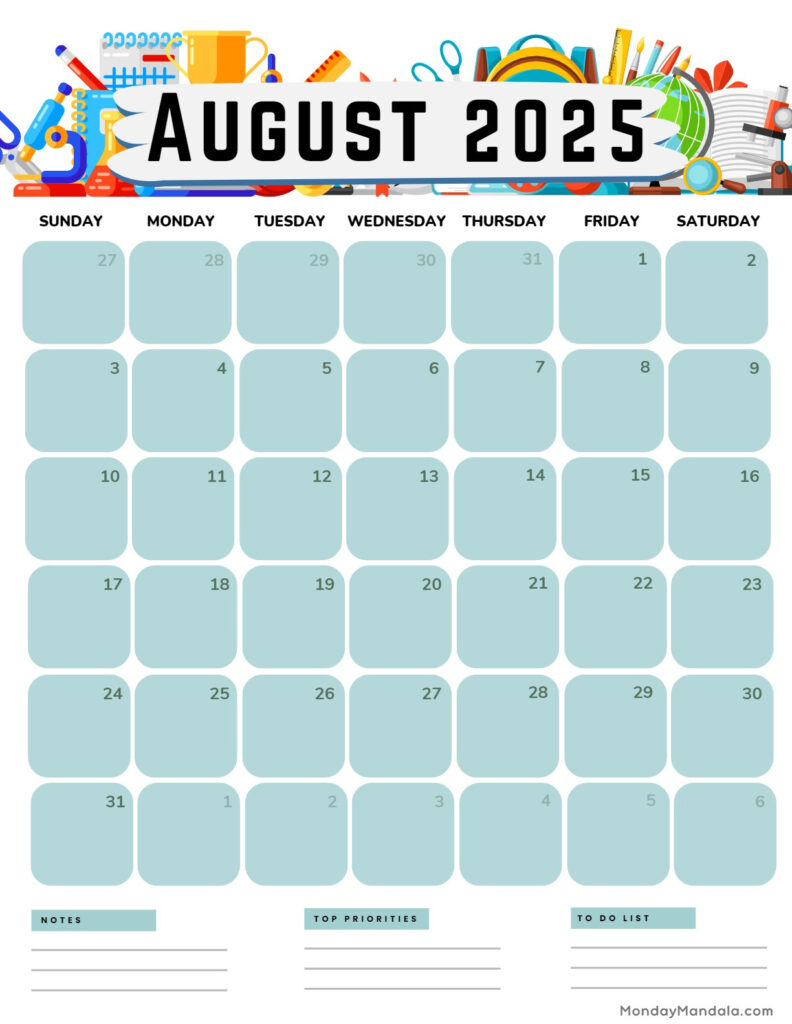 August 2025 Calendar (52 Free Pdf Printables) Throughout August 2025 Calendar Printable Vertical