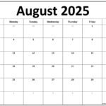 August 2025 Calendar | Free Printable Calendars Throughout Printable Calendar August 2025 May 2025