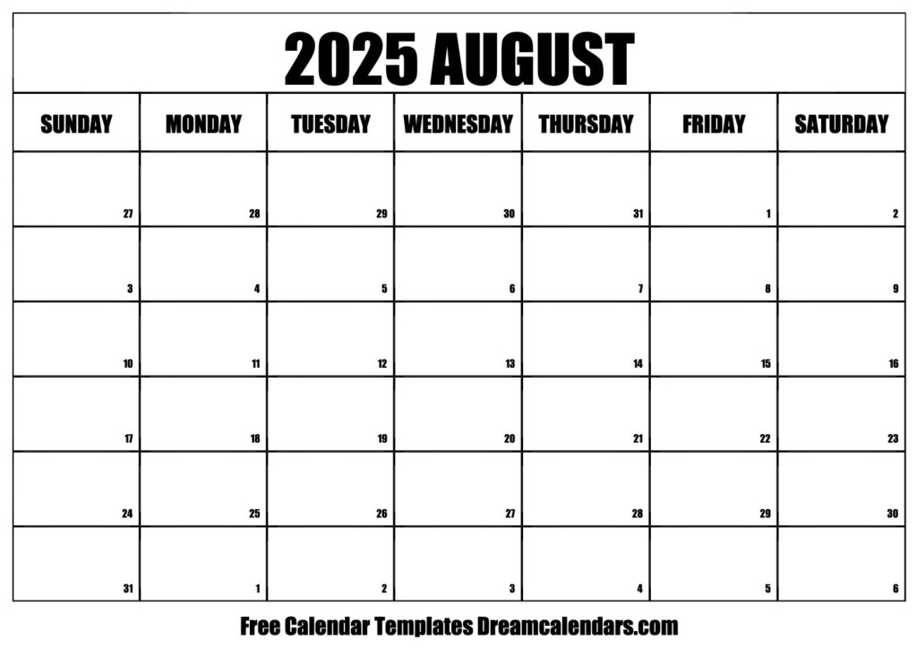 August 2025 Calendar   Free Printable With Holidays And Observances With August 2025 Calendar Printable Wiki