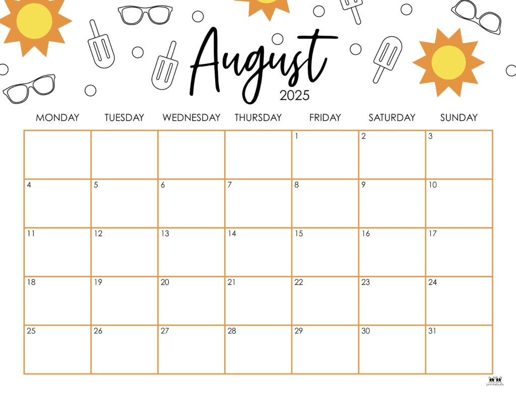 August 2025 Calendars - 107 Free Printables | Printabulls for Free Printable Calendar 2025 August