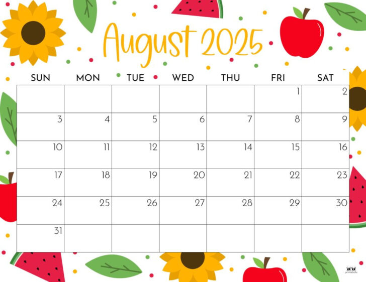 August 2025 Calendar Printable Free Download