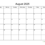 Basic Calendar For August 2025 | Wikidates Intended For August 2025 Calendar Printable Wiki