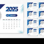 Calendar 2025 Design Template. Desk Calendar Grid In A Minimalist For Printable 2025 Desk Calendar